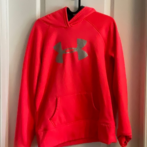 Under Armour Girl's Bright Neon Red Pullover Hoodie - Picture 1 of 4